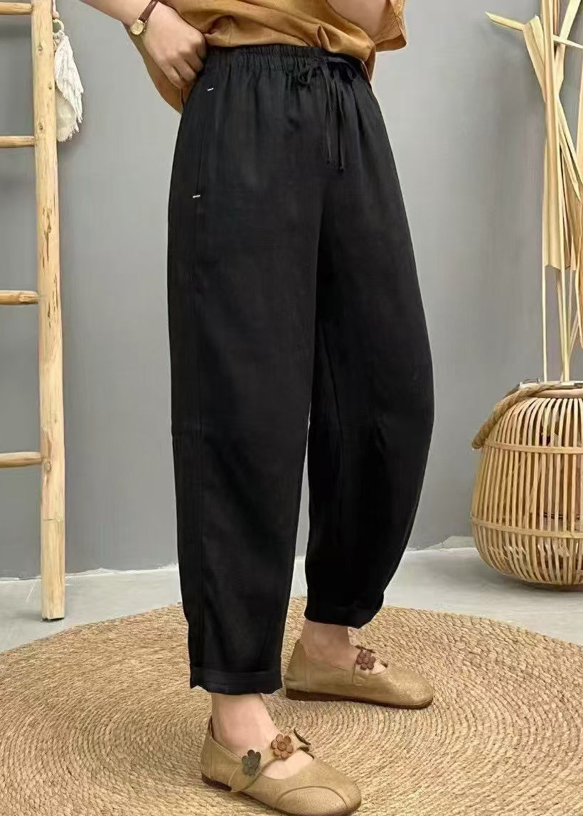 Pants Elastic Summer Waist Oversized Harem Linen Purple Boho - Image 3