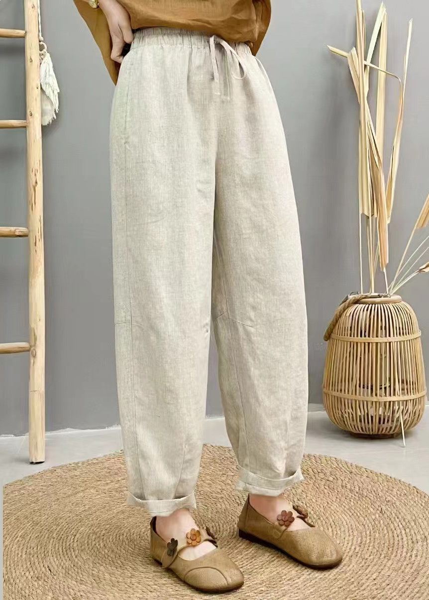 Pants Elastic Summer Waist Oversized Harem Linen Purple Boho - Image 5