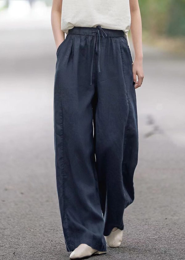 Pockets Elastic Pants Red Waist Summer Boutique Linen - Image 2