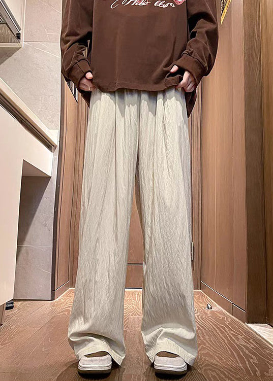 Mens Casual Pants Solid Pockets Summer Silk Ice Apricot - Image 2