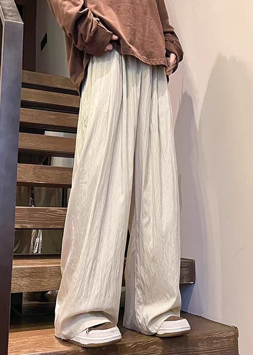 Mens Casual Pants Solid Pockets Summer Silk Ice Apricot - Image 3