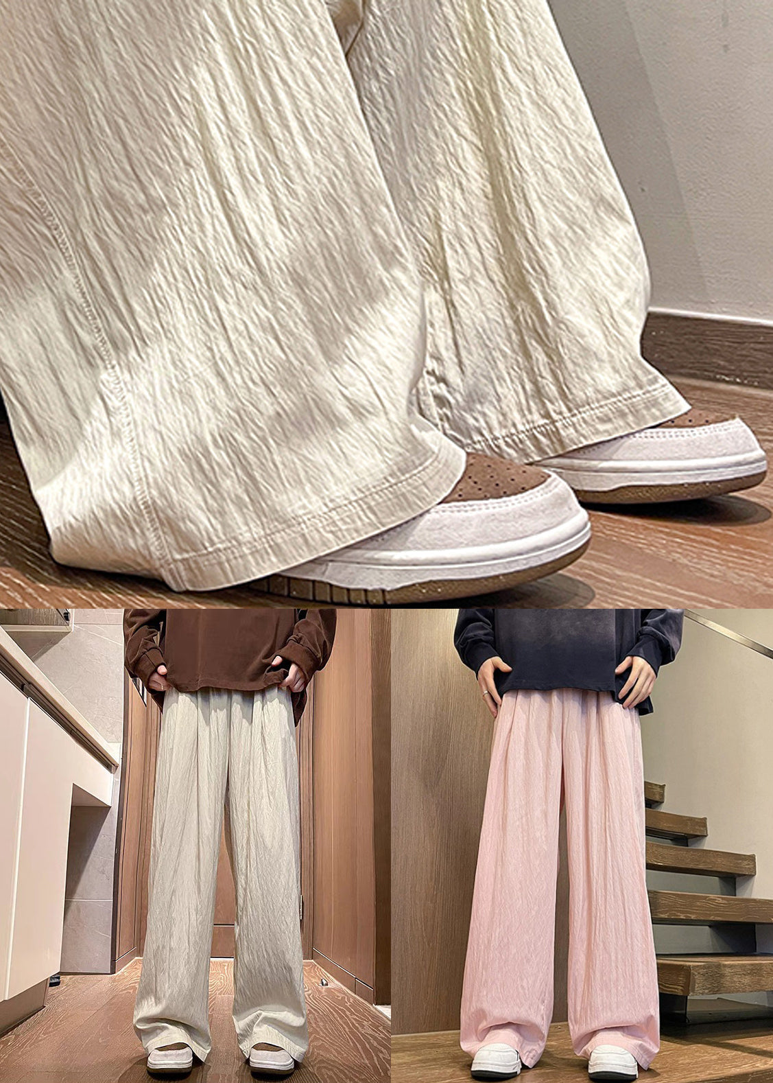 Mens Casual Pants Solid Pockets Summer Silk Ice Apricot - Image 5