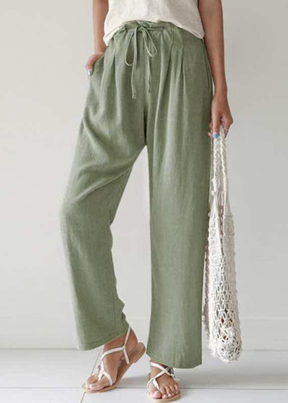 Summer Pants Blue Lace Casual Cotton Pockets Up - Image 3