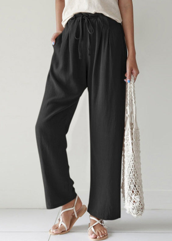 Summer Pants Blue Lace Casual Cotton Pockets Up - Image 4