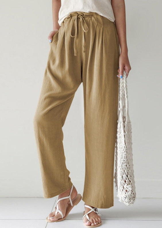 Summer Pants Blue Lace Casual Cotton Pockets Up - Image 5