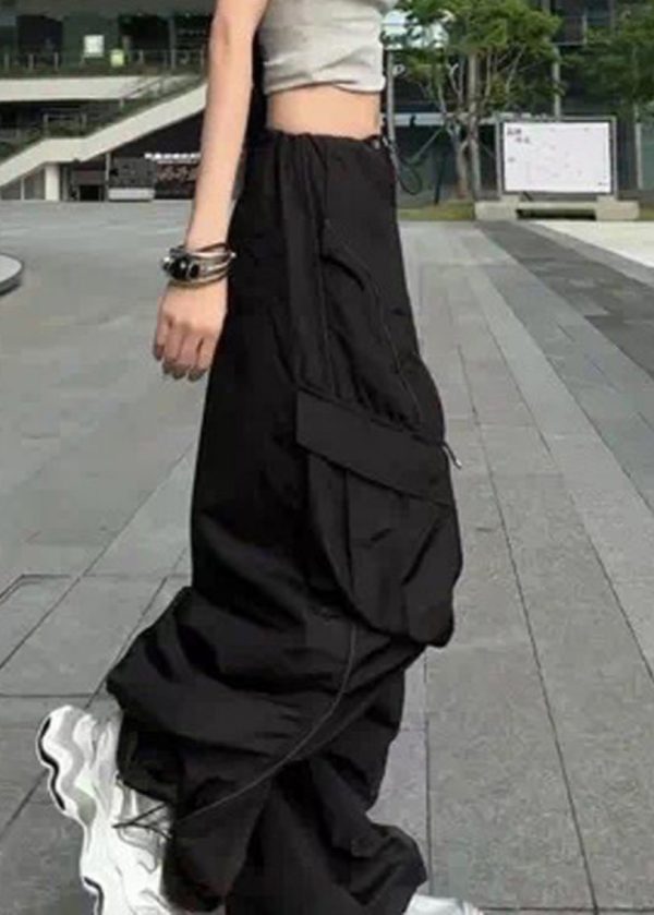 Casual Silvery Summer Drawstring Pants Pockets - Image 3