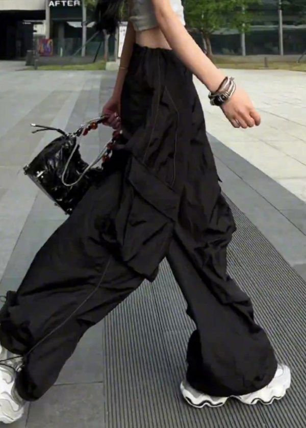 Casual Silvery Summer Drawstring Pants Pockets - Image 4