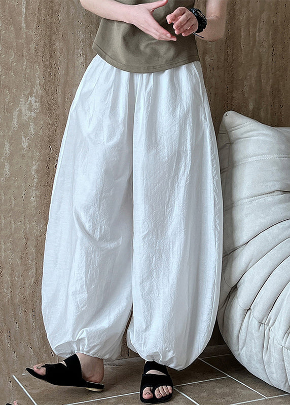 Lantern Cotton Chic Pants Oversized Summer White