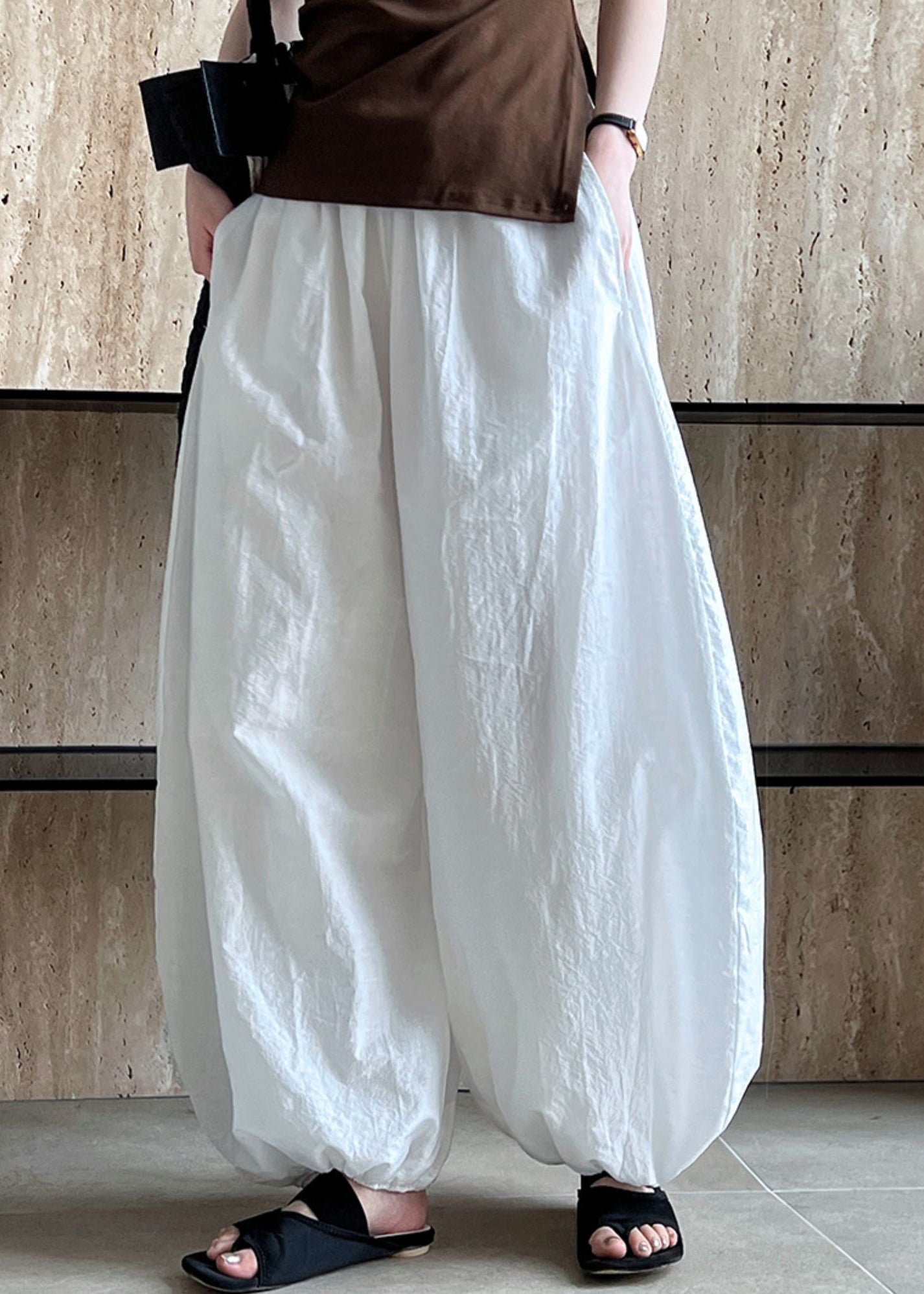 Lantern Cotton Chic Pants Oversized Summer White - Image 3