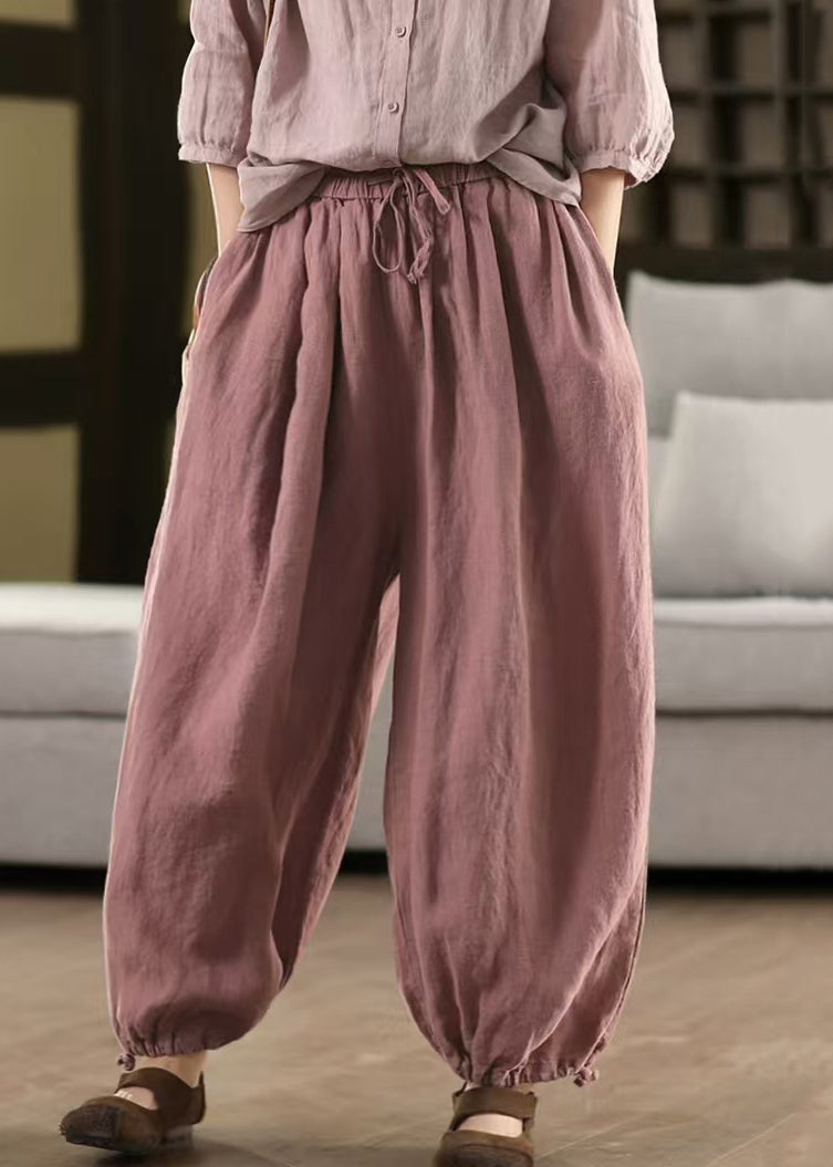 Elastic Beam Pants Pockets Summer Linen Waist Classy - Image 2