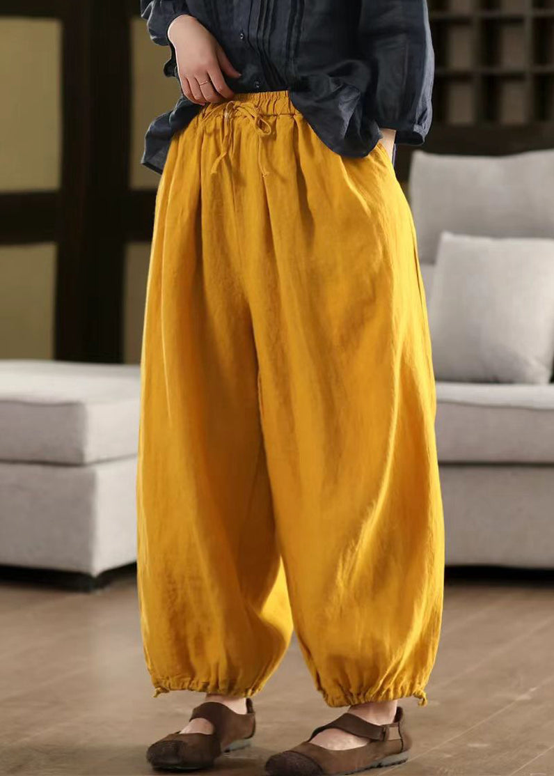 Elastic Beam Pants Pockets Summer Linen Waist Classy - Image 3