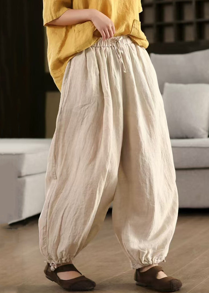 Elastic Beam Pants Pockets Summer Linen Waist Classy - Image 4