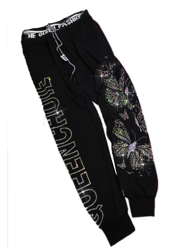Fall French Pants Zircon Cotton Pink Butterfly - Image 5