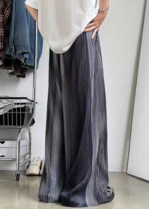 Summer Silk Elastic Grey Patchwork Waist Pants Pockets Men Ice - Image 5