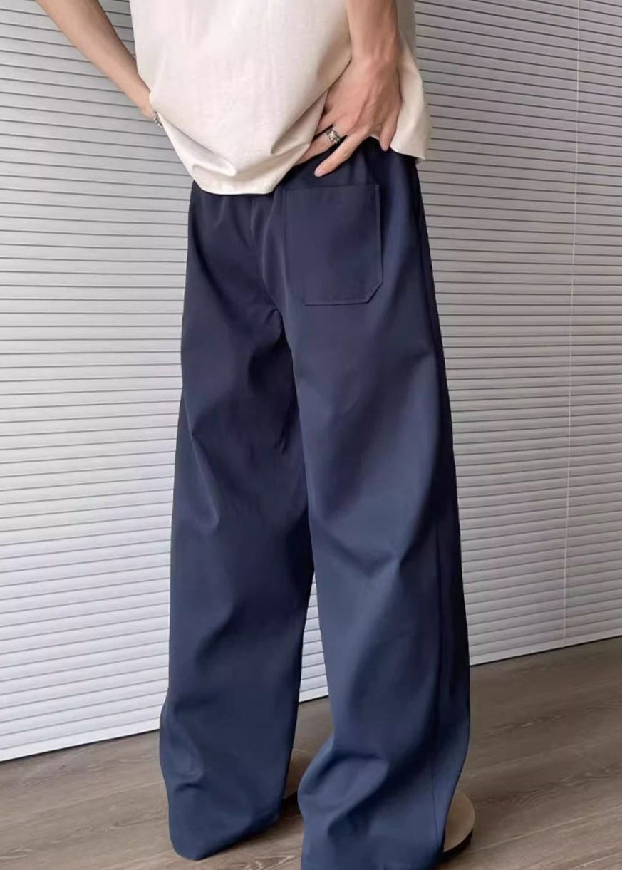 Embroideried Apricot Drawstring Mens Pockets Loose Pants Cotton - Image 5