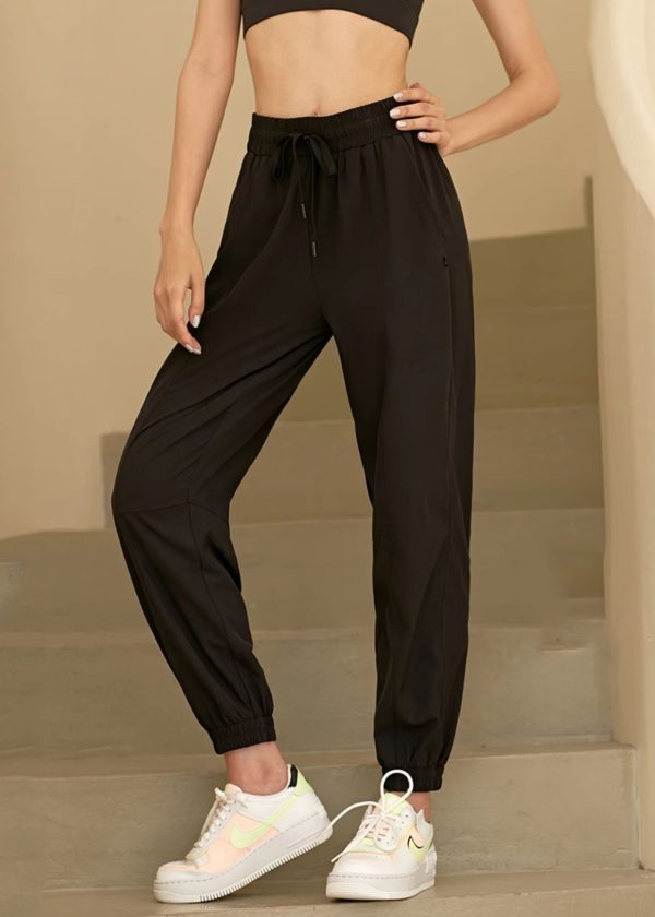 Loose Pants Tie Waist Elastic Yoga Lantern Black - Image 3