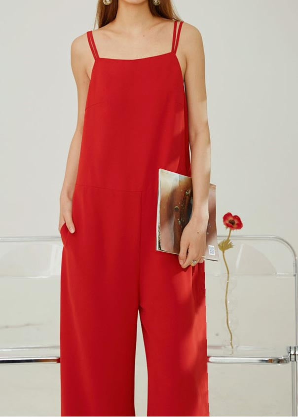 Red Pants Strap Straight Modern Spaghetti Chiffon Draping - Image 2