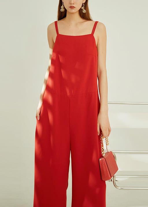 Red Pants Strap Straight Modern Spaghetti Chiffon Draping - Image 4