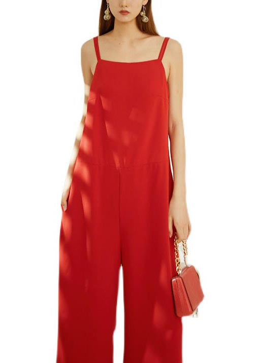 Red Pants Strap Straight Modern Spaghetti Chiffon Draping - Image 5