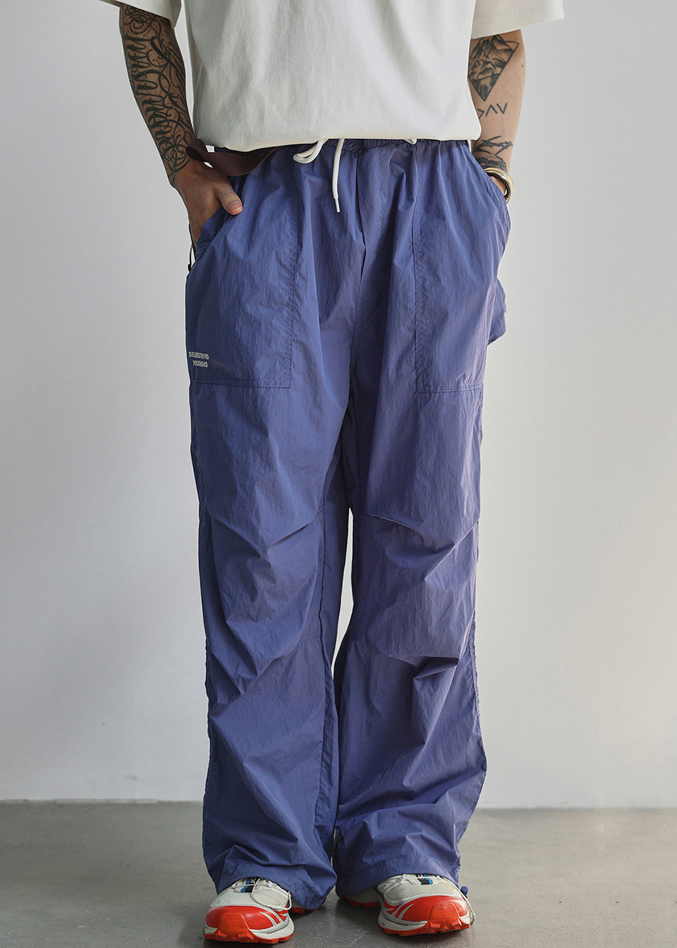 Letter Lace Cotton Men Pockets Summer Blue Pants Up New - Image 2