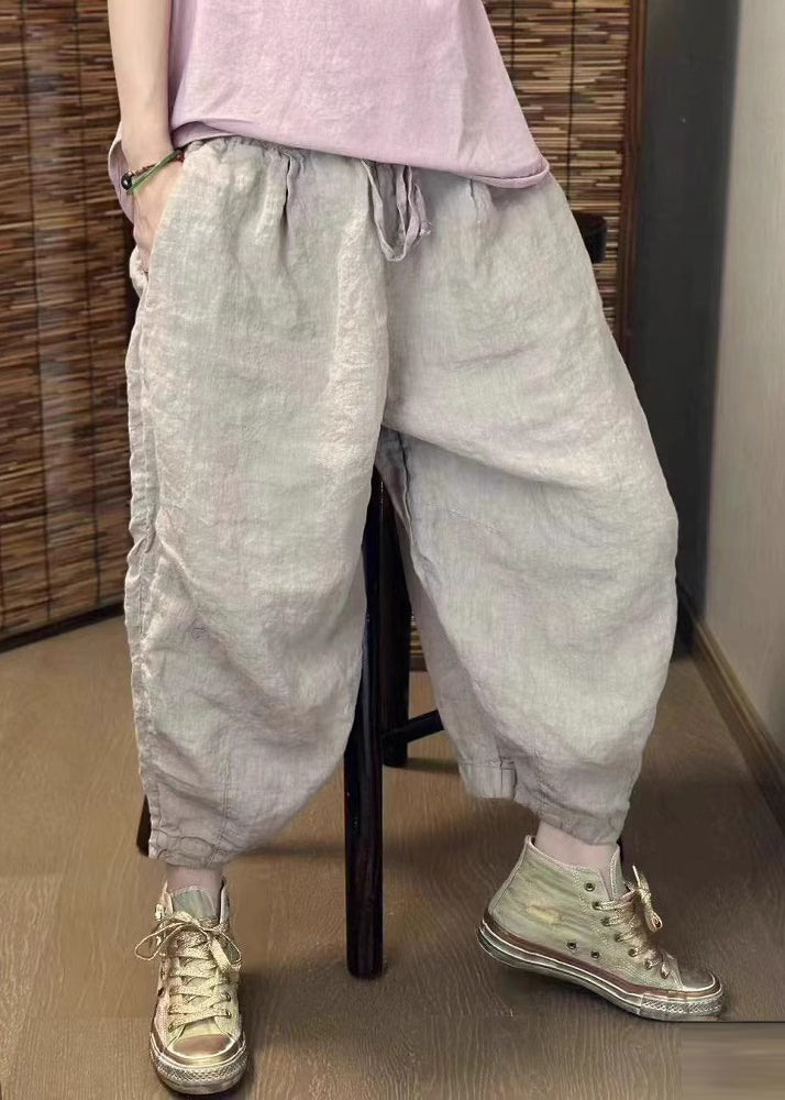Harem Retro Beige Summer New Oversized Linen Pants - Image 1