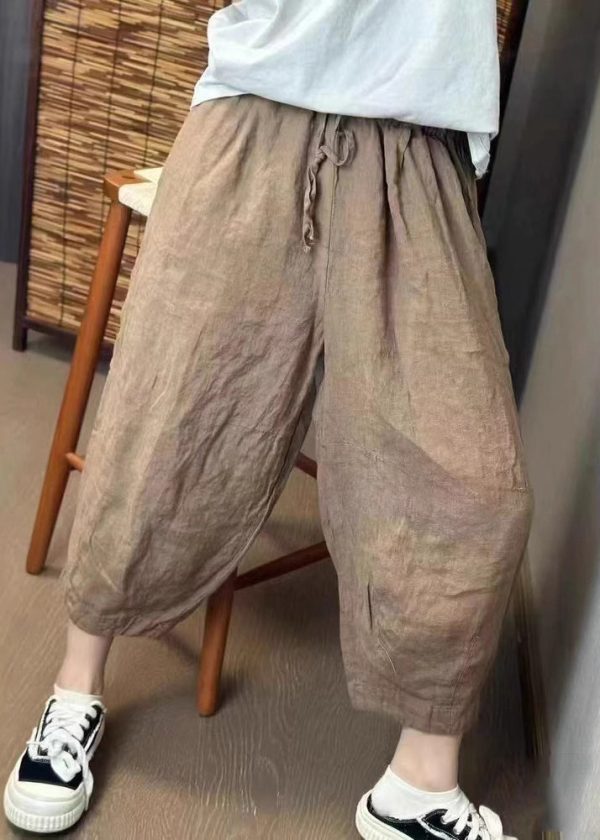 Harem Retro Beige Summer New Oversized Linen Pants - Image 2