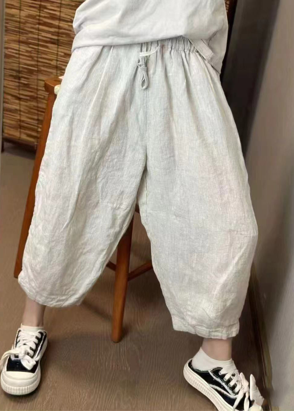 Harem Retro Beige Summer New Oversized Linen Pants - Image 4