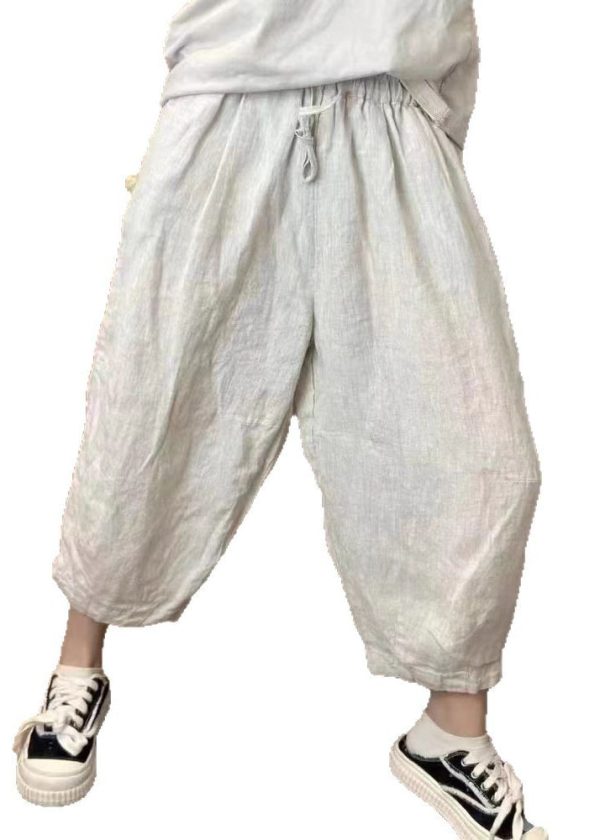 Harem Retro Beige Summer New Oversized Linen Pants - Image 5
