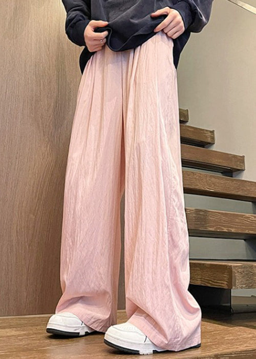 Wide Pants Waist Silk Pink Solid Elastic Leg Summer Ice Mens - Image 3
