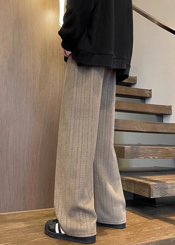 Chenille Mens Fall Pockets Brown Pants Solid Waist Simple Elastic - Image 5