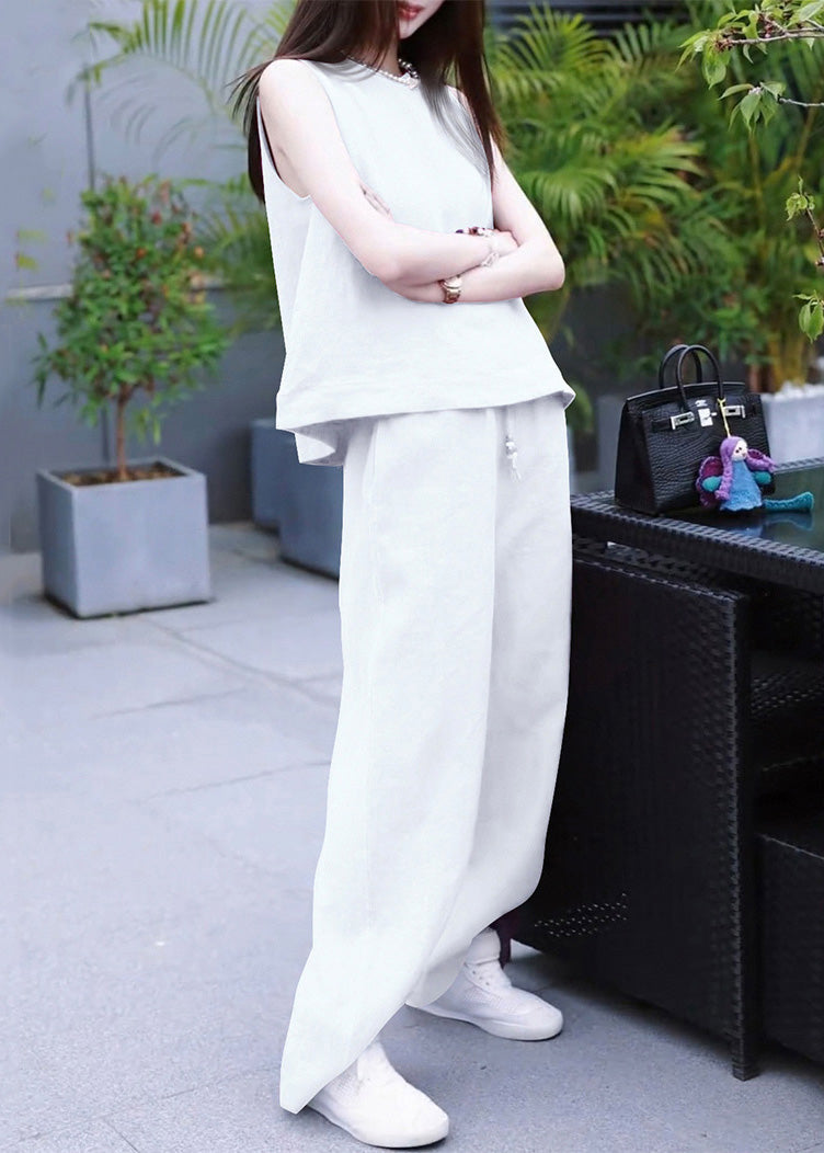 Neck Set Pieces Pants Two Linen Rose O And Simple Tank Solid - Image 4