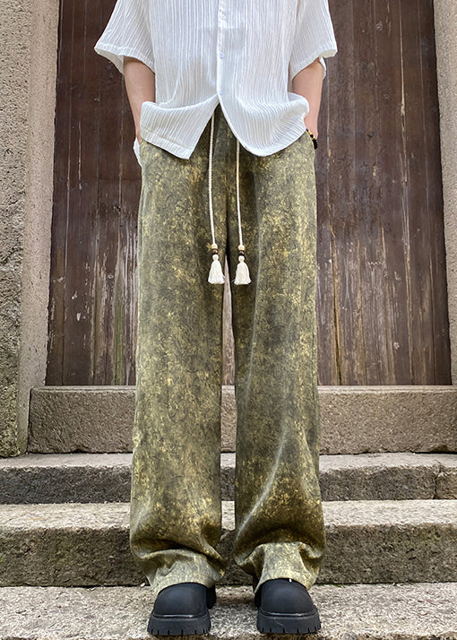 Elastic Summer Green Men Pants Print Silk Waist Stylish - Image 2