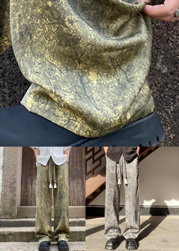 Elastic Summer Green Men Pants Print Silk Waist Stylish - Image 5