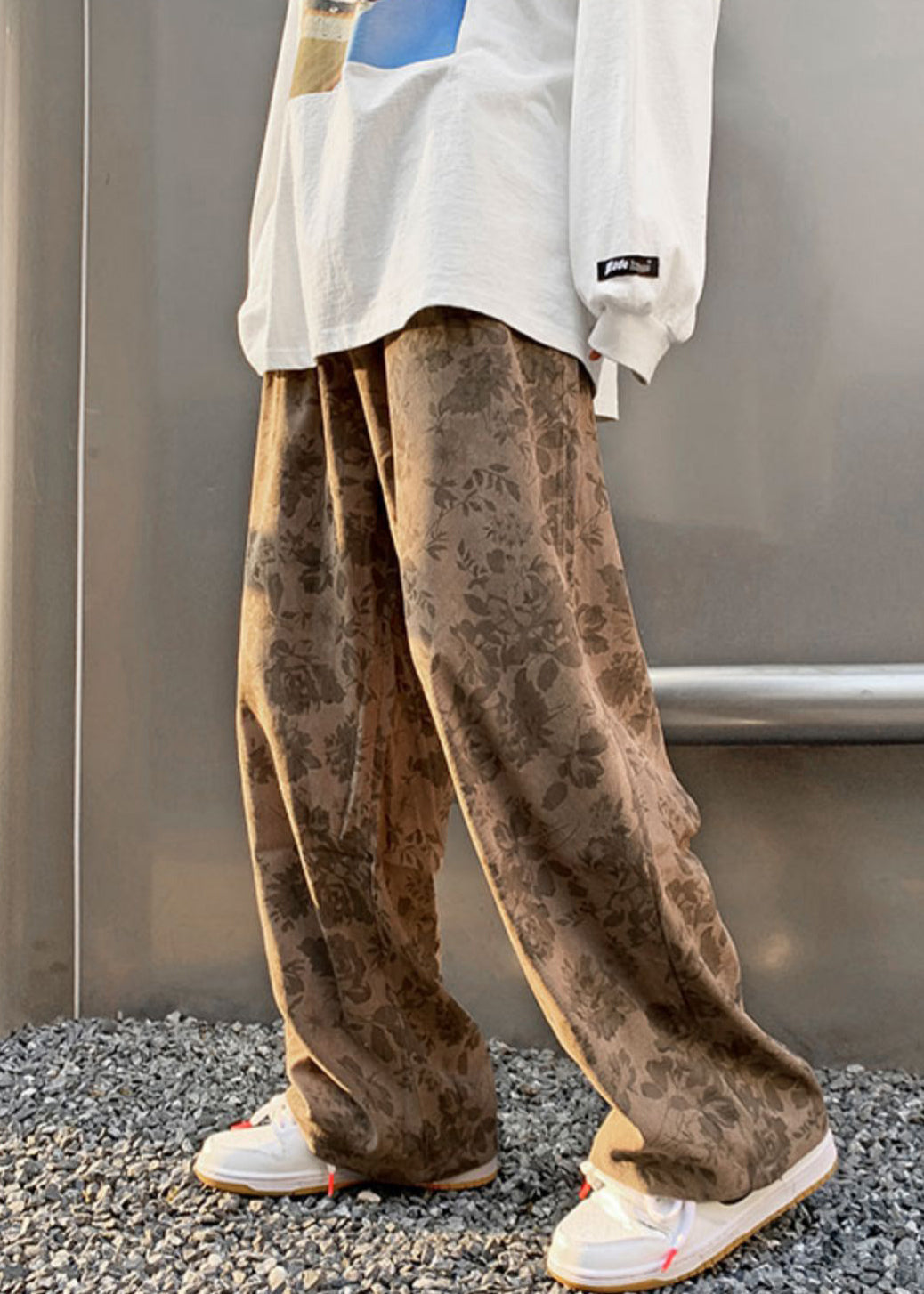 Stylish Print Waist Corduroy Pants Mens Khaki Elastic - Image 3