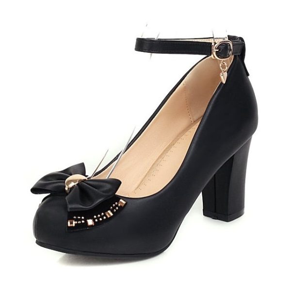 Pumps Girls' Shoes Heel Block Round Toe White - Image 7