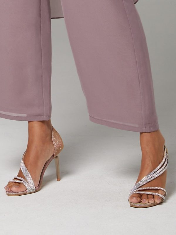 Strappy High Heel for Women Rhinestone Crystal Sandals - Image 2