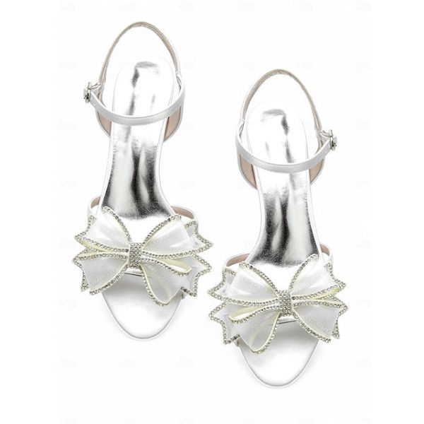 Kitten Detail Sandals with Bridal Heel Luxury Rhinestone Bow - Image 10