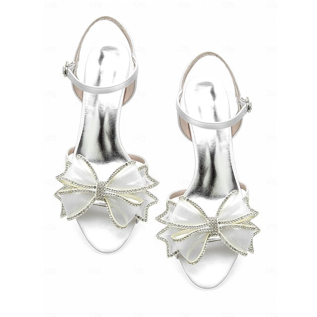 Kitten Detail Sandals with Bridal Heel Luxury Rhinestone Bow - Image 10