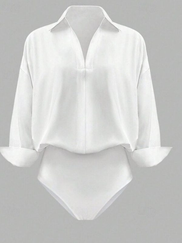 Women's Shirt Blouse Plain Stylish Basic Casual Long Sleeve - Image 4