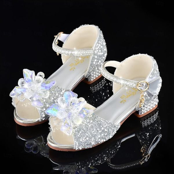 Girls' Rhinestone Flower Crystal Glittery Shoes