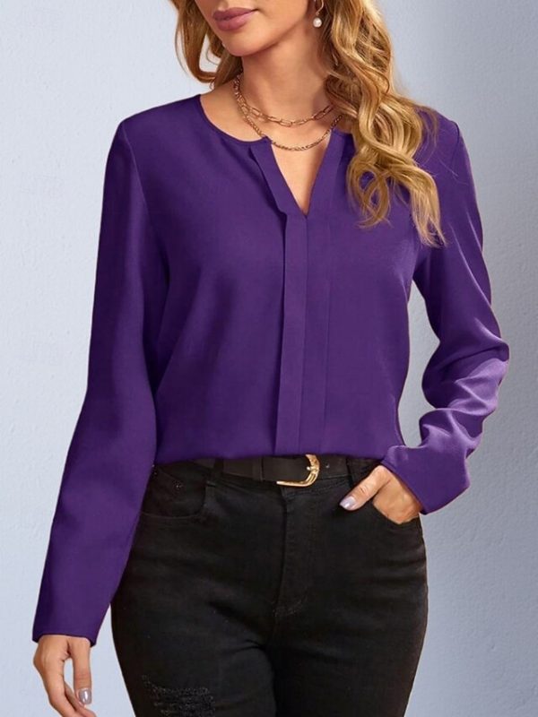 Women's Shirt Satin Shirt Casual Shirt Plain Vintage - Image 12