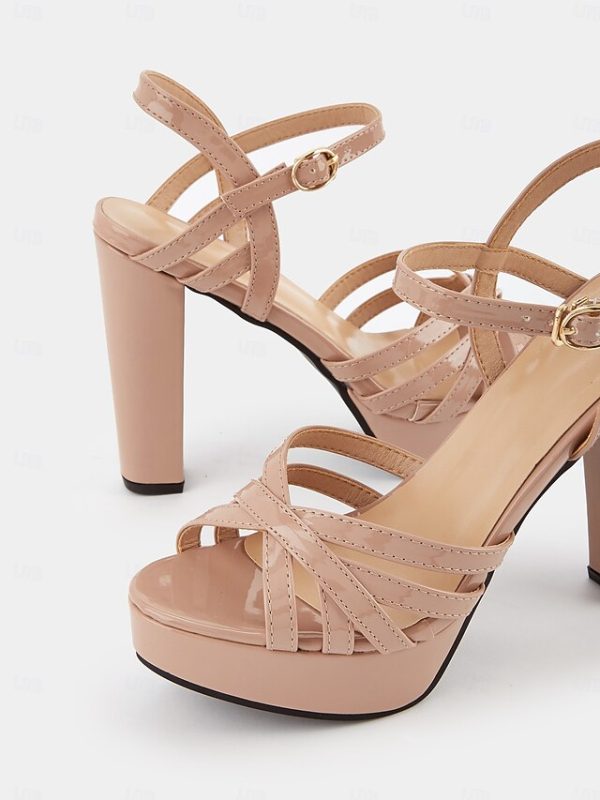 Heel Nude High Women Platform for Sandals Strappy - Image 5