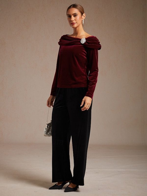Christmas Women's Dressy Tops Velvet Elegant Long Sleeve - Image 11