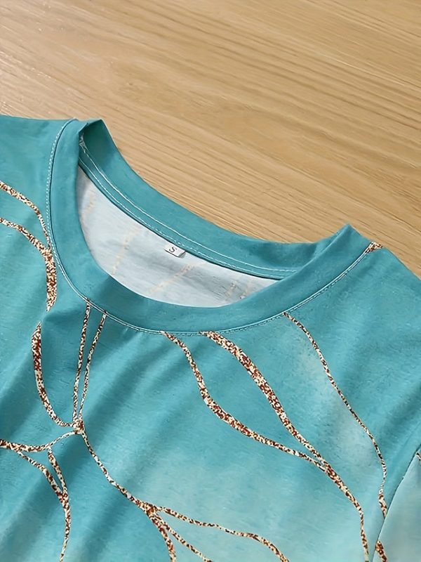 Women's T Shirt Basic Marble Print Short Sleeve Regular - Image 7
