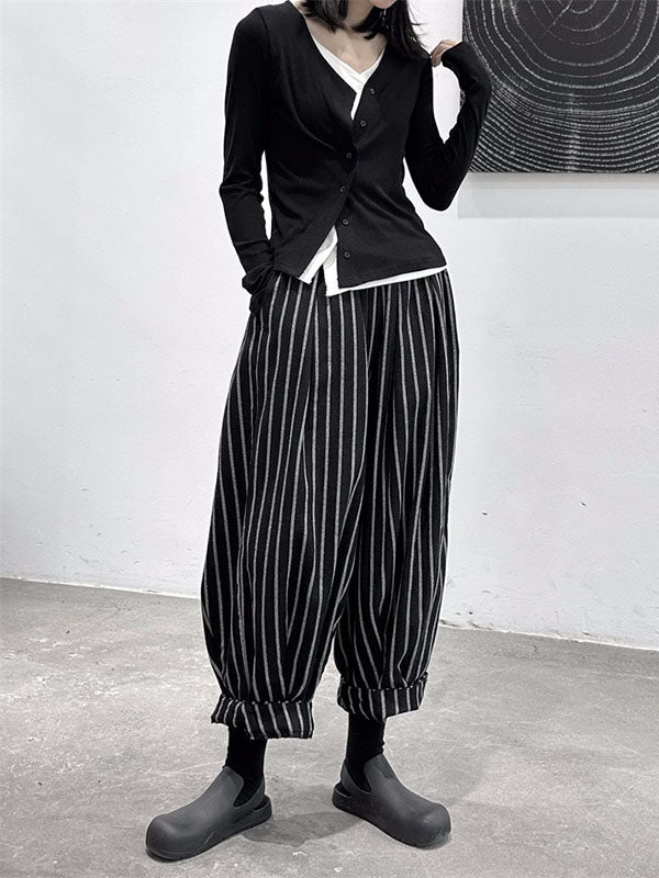 Split-Joint Cool Pattern High-Waisted Striped Pants Harem - Image 6