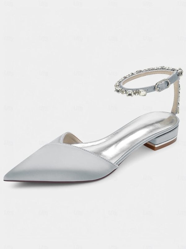 Chic Shoes with Satin Strap Crystal-Ankle Wedding Black - Image 8
