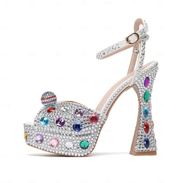Colorful Rhinestone Sparkly Platform Women's Sandals - Image 6