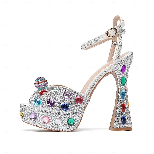Colorful Rhinestone Sparkly Platform Women