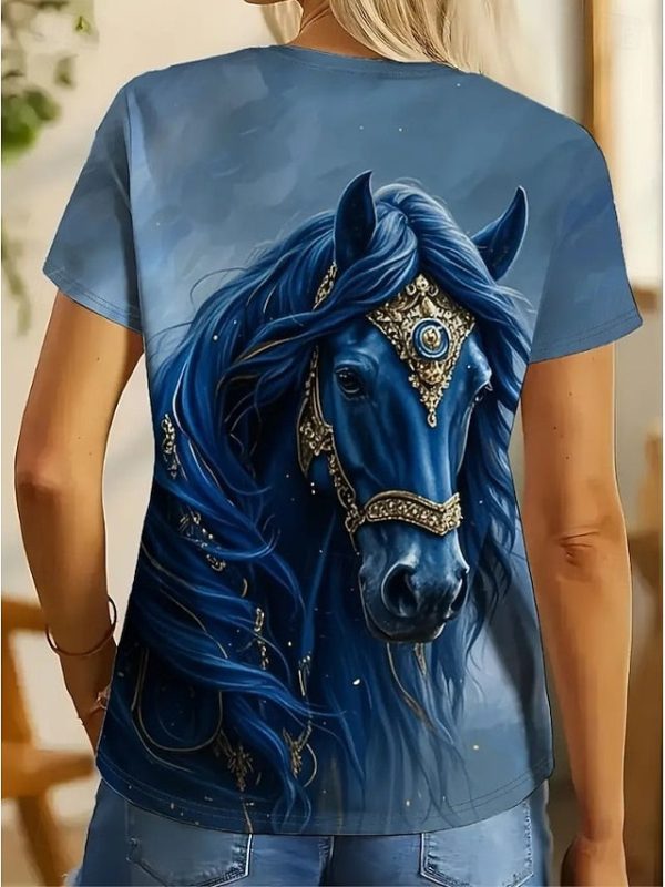 Women's T Shirt Print Graphic Animal Horse Vintage Fashion - Image 6