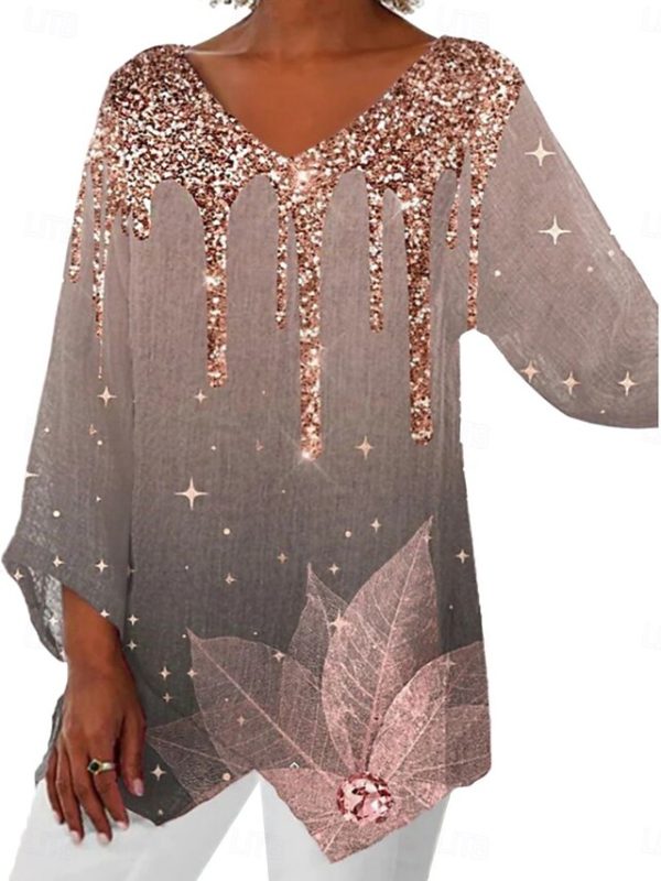 Women's Shirt Blouse Patchwork Graphic Abstract Fashion - Image 4